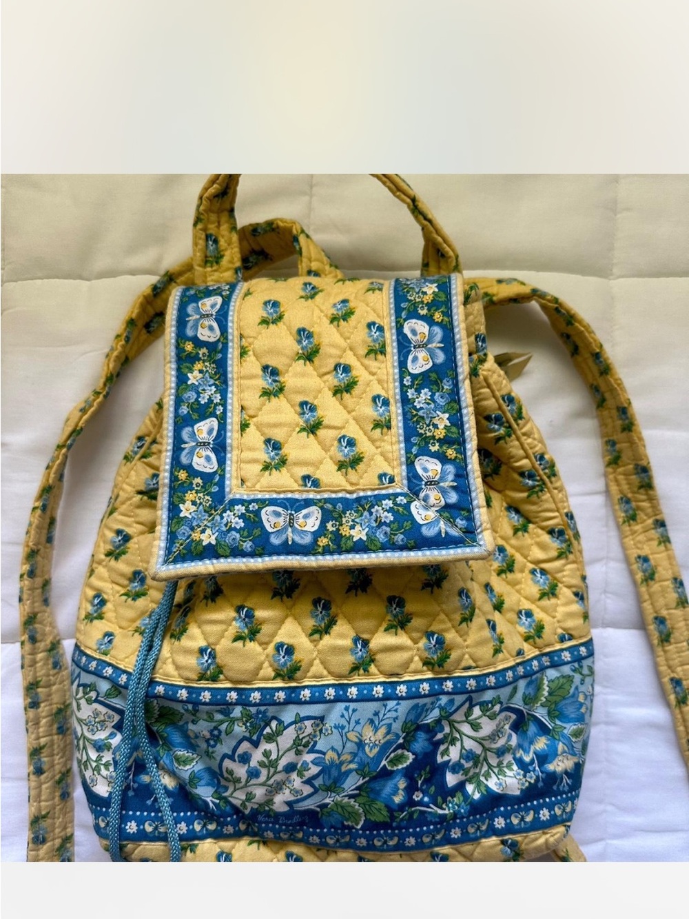 Vera Bradley Mimi mini Backpack in Katherine Blue Yellow butterfly GUC Vintage